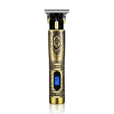 China Hot Selling Professional Retro Car Gold Battery Display Rechargeable Hair Trimmer For Men for sale