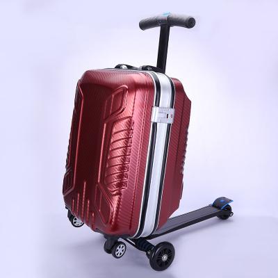 China Young Patented Wholesale New Design High Quality PC Material Kick Scooter Luggage Adult Scooter Suitcase for sale