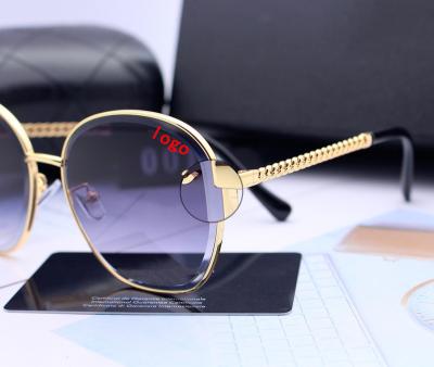 China Fashion Sunglasses Balancing Sunglasses Drilling Glass Gradient Sunglasses Gold Frame Big Frame for sale