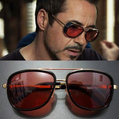 China Hot Selling Windproof Sunglasses Iron Man Tony Stark Sun Glasses Wraparound Retro Fashion Sunglasses Shades for sale