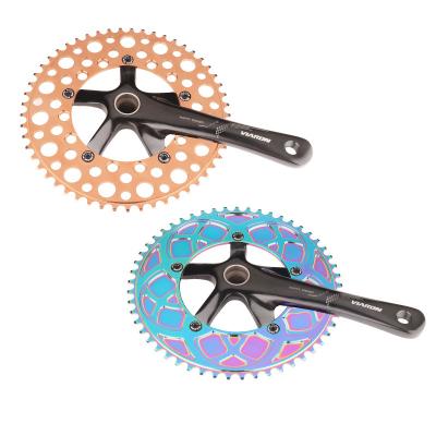 China Aluminum Alloy CNC Tooth BMX High Quality Round Wide Narrow Crankset 130BCD 54/56T58 For Road Bike MTB Foldable Bicycle for sale