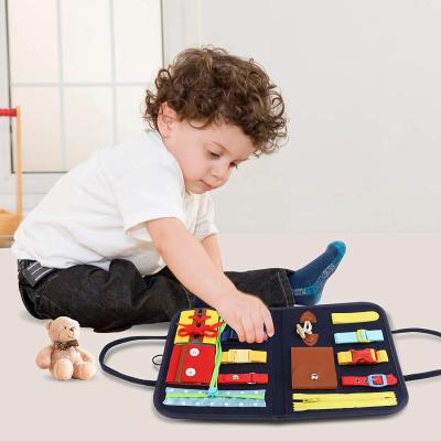 China Educational Fine Motor Game Training Busy Board Toy Toddlers Felt Sensory Activity Montessori Busy Board Dress Learning Toy For Kids for sale