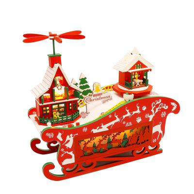 China 3D Cartoon Toy DIY Dolls House Christmas Decorations Wooden Dollhouse Miniature Wooden Toys For Kids Xmas Gift for sale