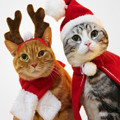 China Sustainable Christmas Pet Cat Accessories Products Pet Cat Clothes Cap Christmas Decoration Pet Hat Santa Claus Hat for sale