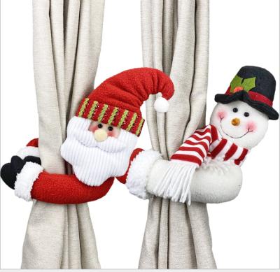 China Cute Cloth Christmas Curtain Buckle Snowman Santa Curtain Tie Backs Holiday Window Scene Curtain Tie Back for sale