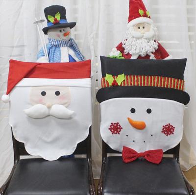 China Christmas Style Christmas Decoration Cartoon Santa Design Chair Back Covers Gift Home Christmas Dining Chair Cover for sale