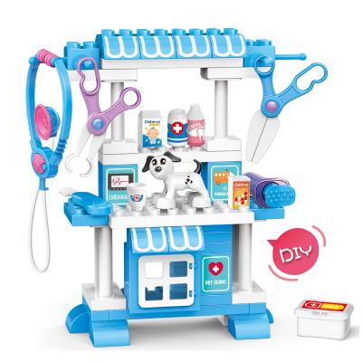 China Pretend Play Toy Set DIY Eco-friendly ABS Educational Building Blocks Toys Universal Pet Hospital Pretend Play Doctor Toys Building Blocks for sale