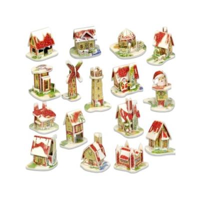 China DIY TOY Christmas Gift Toys Children 16 Styles Mini Jigsaw Puzzle Toys Educational 3D Model Puzzle House Toy for sale