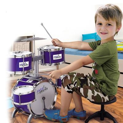 China Cartoon Toy Popular Play Musical Toy Jazz Drum Toys Kids Drum Set With Chair Plastic Fashion Jazz Drum Set Prices for sale