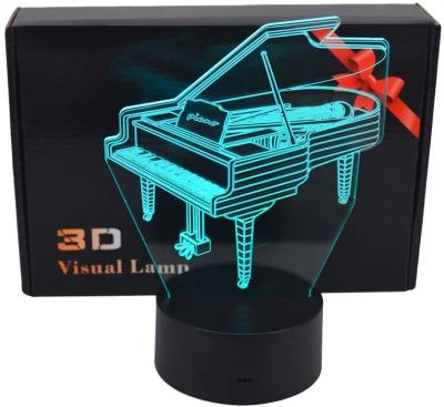 China Best Christmas Gift 7 Color Night Light Modern Acrylic Table Furniture Piano 3D Illusion Decorative Lamp for sale