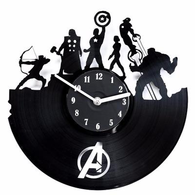 China Home decoration sells black creative decoration avengers vinyl record acrylic wholesale wall clock for living room for sale