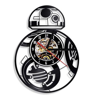 China CLASSIC Black Decorative Acrylic Wholesale Defense Initiative BB-8 Vinyl Record Wall Clock Strategic Model Decor For Living Room for sale