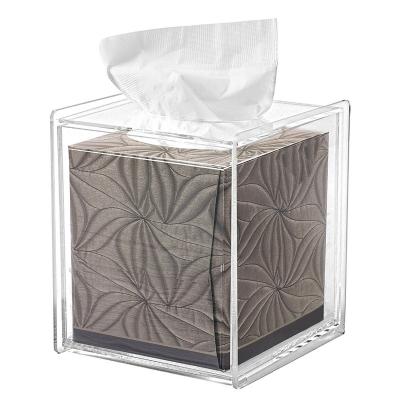 China Wholesale Luxury Square Towel Dispenser Holder Tissue Box Lids Clear Acrylic Tisuee Dispenser Box For Bathroom Restaurant for sale