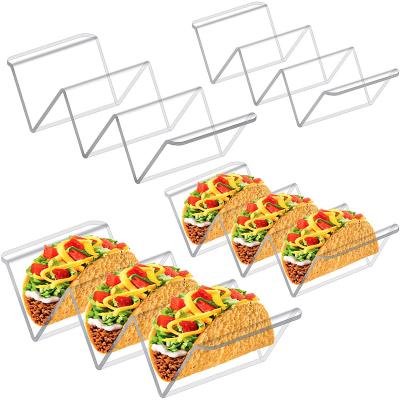 China Viable Custom Acrylic Taco Holder Tray Set Clear Taco Serving Dishes, Acrylic Taco Holder For Kitchen Restaurant Home Party for sale