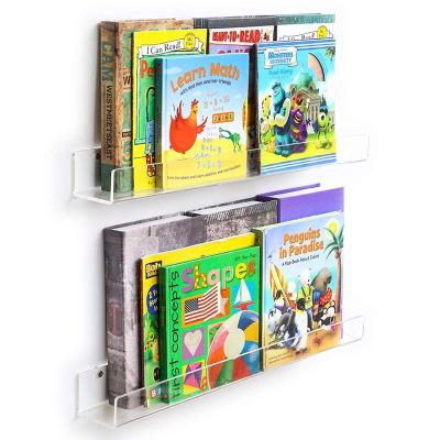 China Durable Custom Invisible Clear Supermarket Shelves Wall Mount Wall Mount Book Shelves Acrylic Floating Shelf For Kids for sale