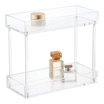 China Deploying Goods Factory Custom 2 Tier Acrylic Bathroom Shelf For Shampoo Perfume Display Rack Multi Functional Bathroom Accessory for sale