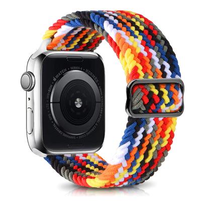 China With New 38 40 42 44mm Nylon Braided Elastic Adjustable Buckle Watchband Elastic Watch Band For Apple Watch Series 6 5 4 3 2 1 for sale