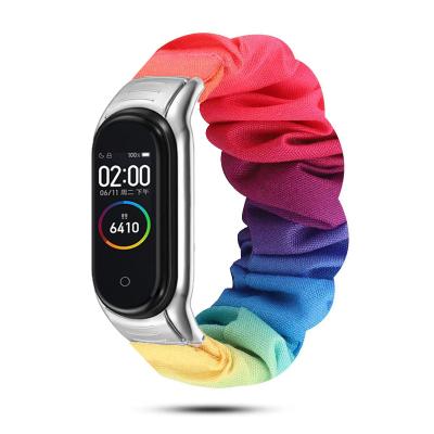 China Replacement Durable Elastic Wristbands Strap Soft Fabric Scrucnchie Smart Watch Band For Xiaomi MI Band 4 for sale