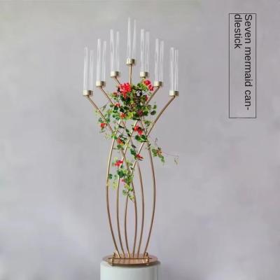 China Fashion Metal Geometric Acrylic Candle Chandelier Wedding Home Decoration Living Room Metal Holders for sale