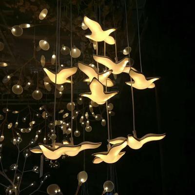 China Hall Roof Decoration Ceiling Flower gorgeous romantic designs led bird wire hanging light ceiling for wedding for sale