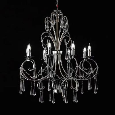 China Silver Plated Crystal Ceiling Lamp Wedding Props Iron Art Wedding Props Lighting Wedding Props Chain Crystal Chandelier for sale