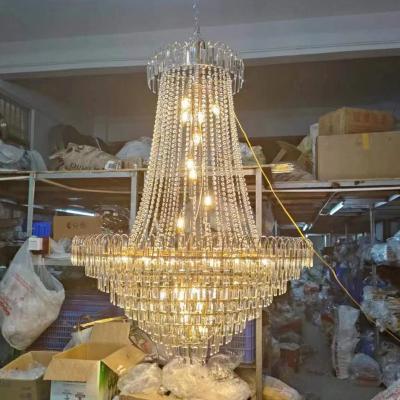 China Party Backdrop Decoration Duplex Building Large Chandelier Villa Living Room Hollow Crystal Lamp Building Middle Floor Hotel Wedding Light Luxury for sale