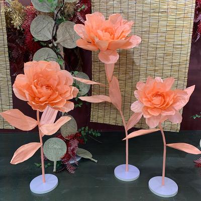 China Modern Simplicity Giant Artificial Paper Flowers Long Stem Backdrop Stand For Wedding Christmas Flowers for sale