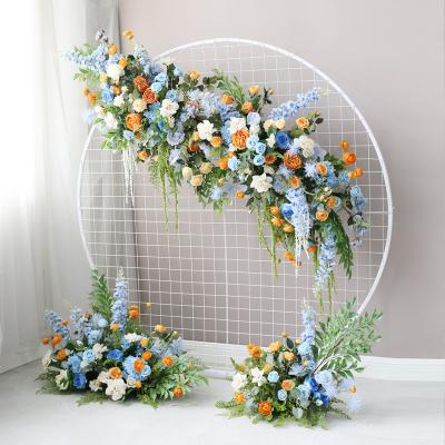 China Simple Blue Wedding Window Column Flower Wedding Arch Flower Ornamental Screen Layout Decorative Flowers for sale