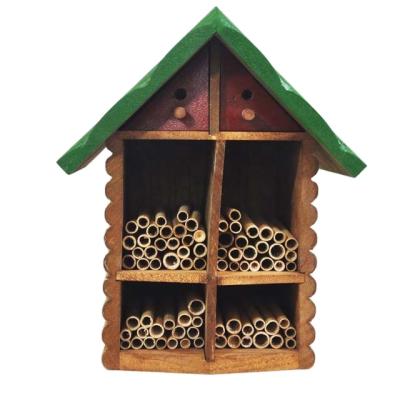 China Beekeeping Industry Insect House Wooden Bee House Insect Room Hotel Shelter Wooden Garden Decoration Nests Hanging Wooden Bee Hive House box for sale