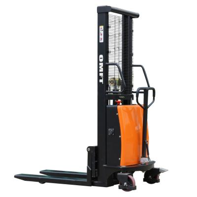 China 1.0 T Battery Charger Free Electric Hydraulic Pallet Stacker Semi Electric Pallet Stacker Self Load Unload for sale