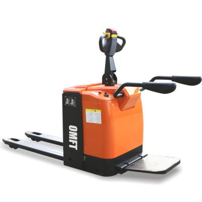 China 1450mm Height 2 Tons Stand-on Type Full Electric Pallet Truck with Acid Battery for sale