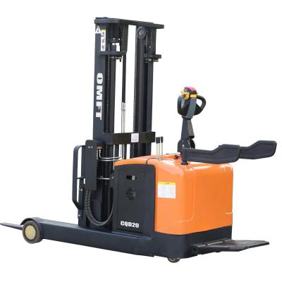 China Vork 740X1070mm Ce ISO SGS 2t 2ton 2000kg Reach Truck Stand-on Reach Stacker Truck Te koop