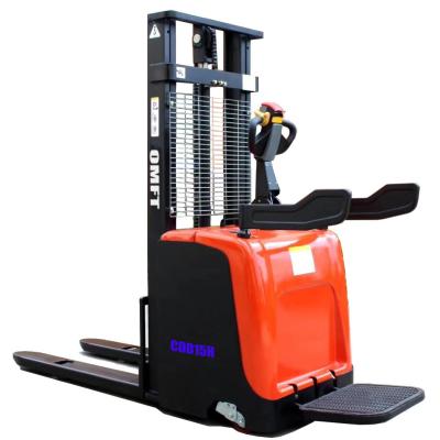 China 1.5 Ton Electric Pallet Stacker with Full Electric Power and Stand-on Type Design for sale