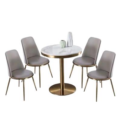 China Foshan modern furniture popular lightweight luxury metal restaurant table and chair set cafe furniture for sale