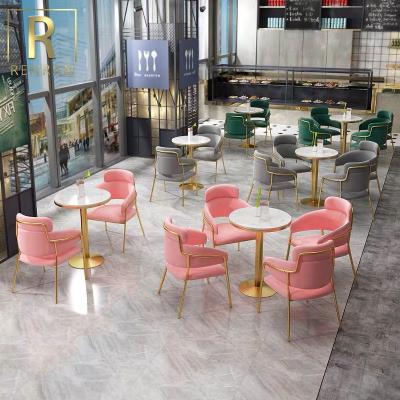 China INS Metal Cafe Furniture Golden Table And Chair Modern Hot Popular Lightweight Luxury Set for sale