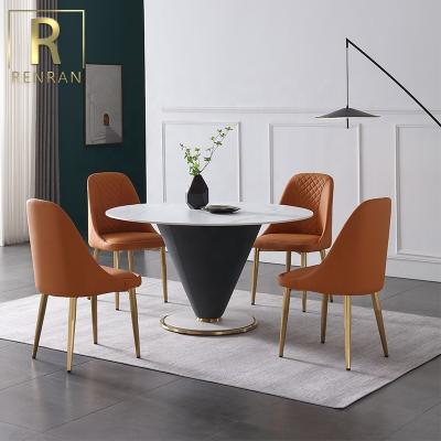 China Modern Luxury Modern Dining Room Furniture 6/8 Seaters Round Bistro Marble Table Set Baroque Dining Table for sale