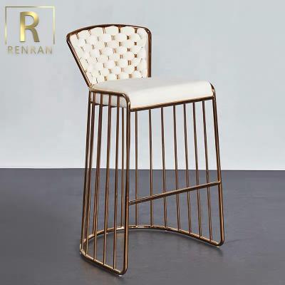 China French Hotel Furniture Good Quality Modern Luxury Tall Bar Chairs Velvet Gold Metal Bar Chair for sale