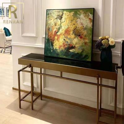 China Modern Design Furniture Modern Luxury Living Room Furniture Stainless Steel With Glass Console Table for sale