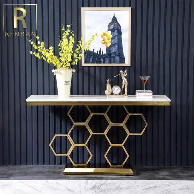 China Modern Decorative Modern Design Italian Rectangular Stone Top Marble Top Luxury Console Table for sale