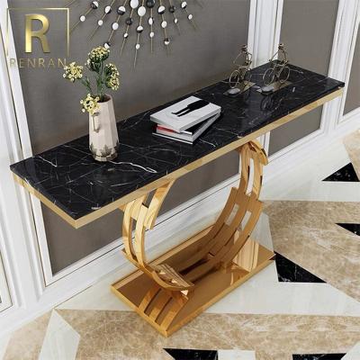 China Basic modern home white marble gold furniture console table top luxury living room furniture for sale