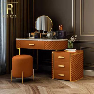 China PANEL modern leather dressing table with mirrors girls dressing table with drawers for sale