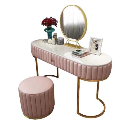 China Beautiful modern cheap girls pink leather dressing table with mirror bedroom furniture makeup sets for girls for sale