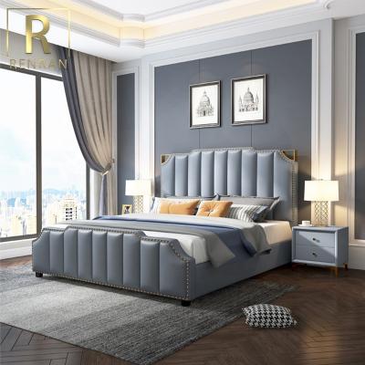 China New Luxury Bedroom Furniture Dubai Style King Queen Size Modern Leather Bed Furniture Soft Bed for sale