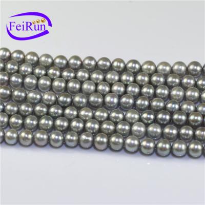 China Feirun 8-9mm Round Color Genuine Natural Freshwater Freshwater Pearl Silver Gray Strand Decoration AA for sale