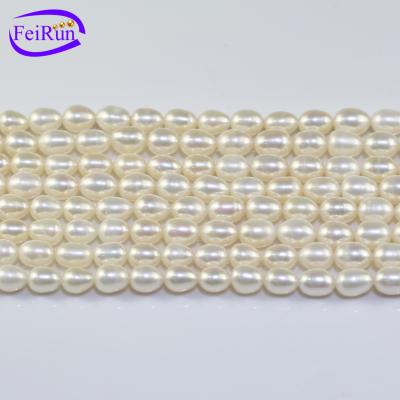 China Wholesale Real Freshwater Pearl FEIRUN 7mm Rice AA Color White Freshwater Pearl Strand Natural Pearl for sale