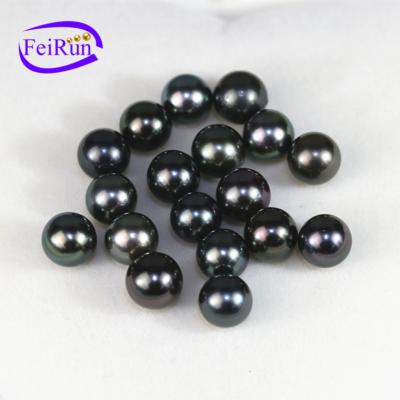 China Wholesale Natural Loose Pearl FEIRUN 10-11mm AA+ Saltwater Half Drilled Round Tahitian Pearls for sale