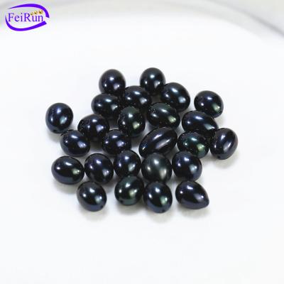 China Pearl PW15 Freshwater Peacock Color Rice Black Oval 8-8.5mm Drop Good Quality 3a Freshwater Wholesale Loose Pearls for sale