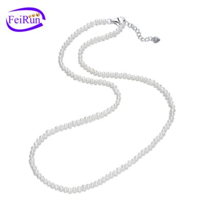 China FEIRUN CLASSIC 2.5-3mm AA Off Round Tiny Pearl Bead Necklace 16inches Long Small Jewelry Cultured Pearl for sale