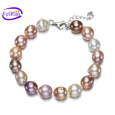 China Other Feirun 9mm AA+ Baroque Real 925 Sterling Silver Wholesale Real Cultured Pearl Bracelets Freshwater Jewelry for sale