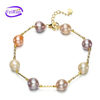 China Feirun 9-10mm AA+ edison real cowrie pearl bracelet freshwater pearl bracelet CLASSIC baroque natural shell jewelry for women for sale